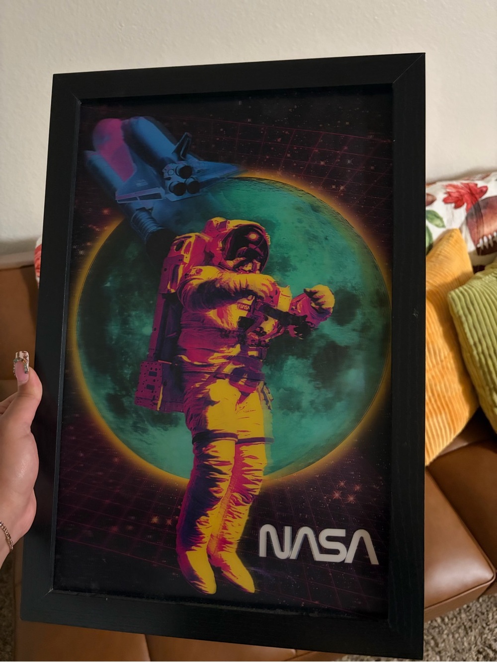 Retro Neon Astronaut Wall Art - Multicolor NASA